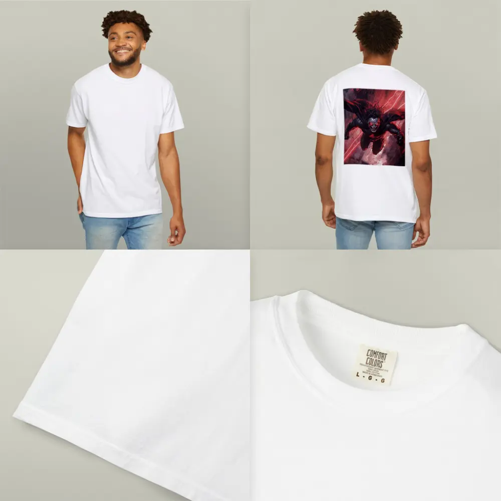 Dark Villain Flying Over Burning City – T-Shirts