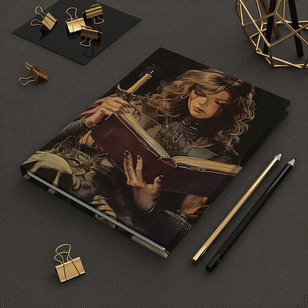 Medieval Woman Reading Book by Candlelight – Notebooks