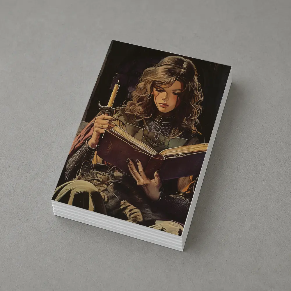 Medieval Woman Reading Book by Candlelight – Postcards
