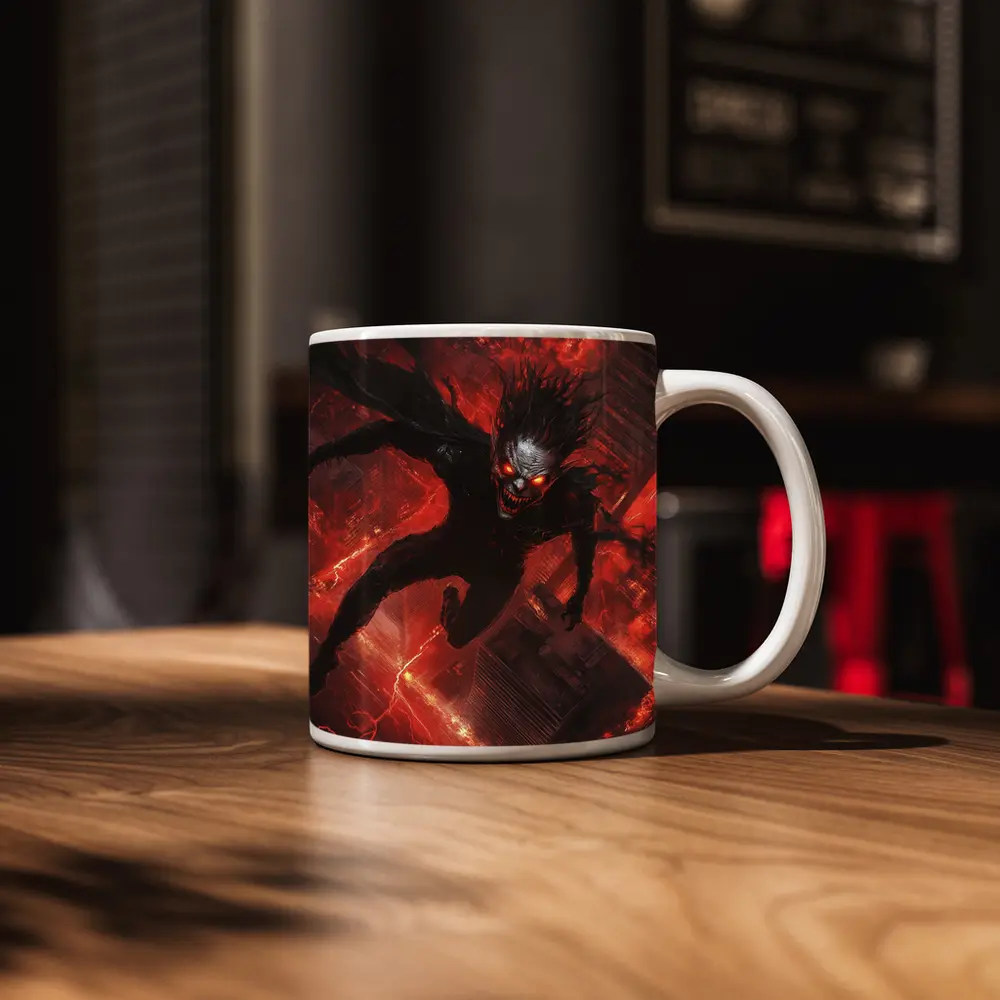 Dark Demon Flying Over Red City – Mugs