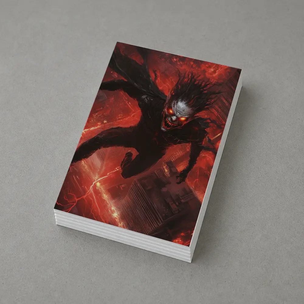 Dark Demon Flying Over Red City – Postcards
