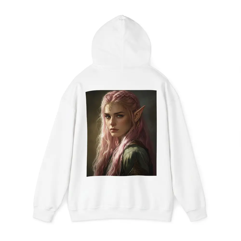 Pink Hair Elf Fantasy Portrait Digital Art – Hoodies