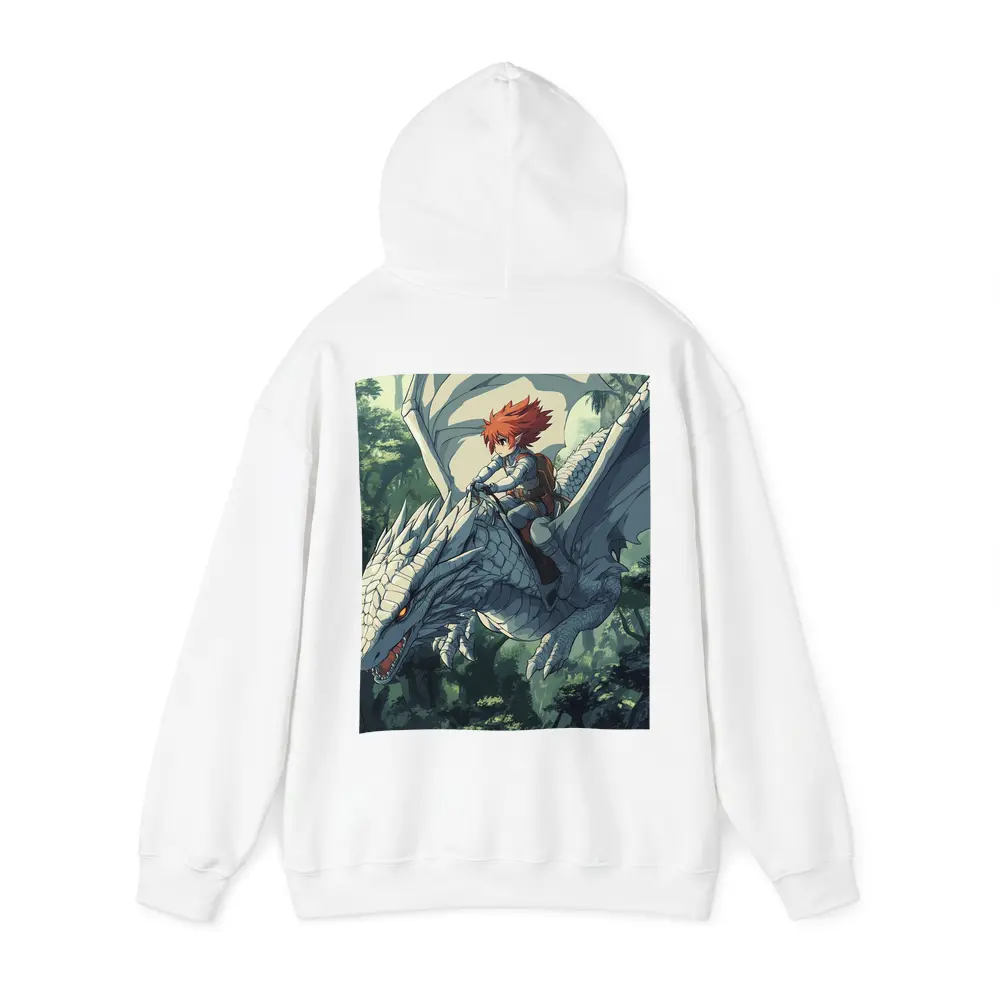 Anime Boy Riding White Dragon Forest – Hoodies