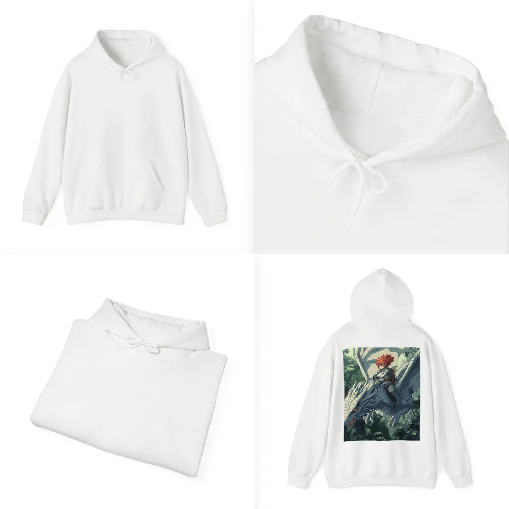 Anime Boy Riding White Dragon Forest – Hoodies