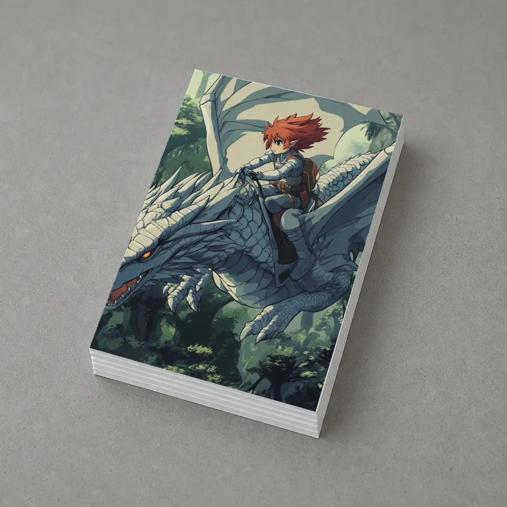 Anime Boy Riding White Dragon Forest – Postcards