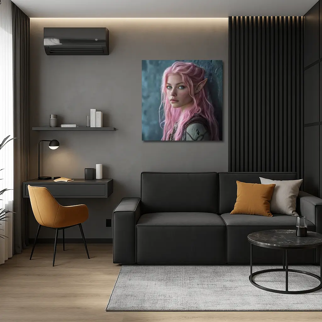 Pink Hair Elf Girl Fantasy Portrait Art – Wall Art