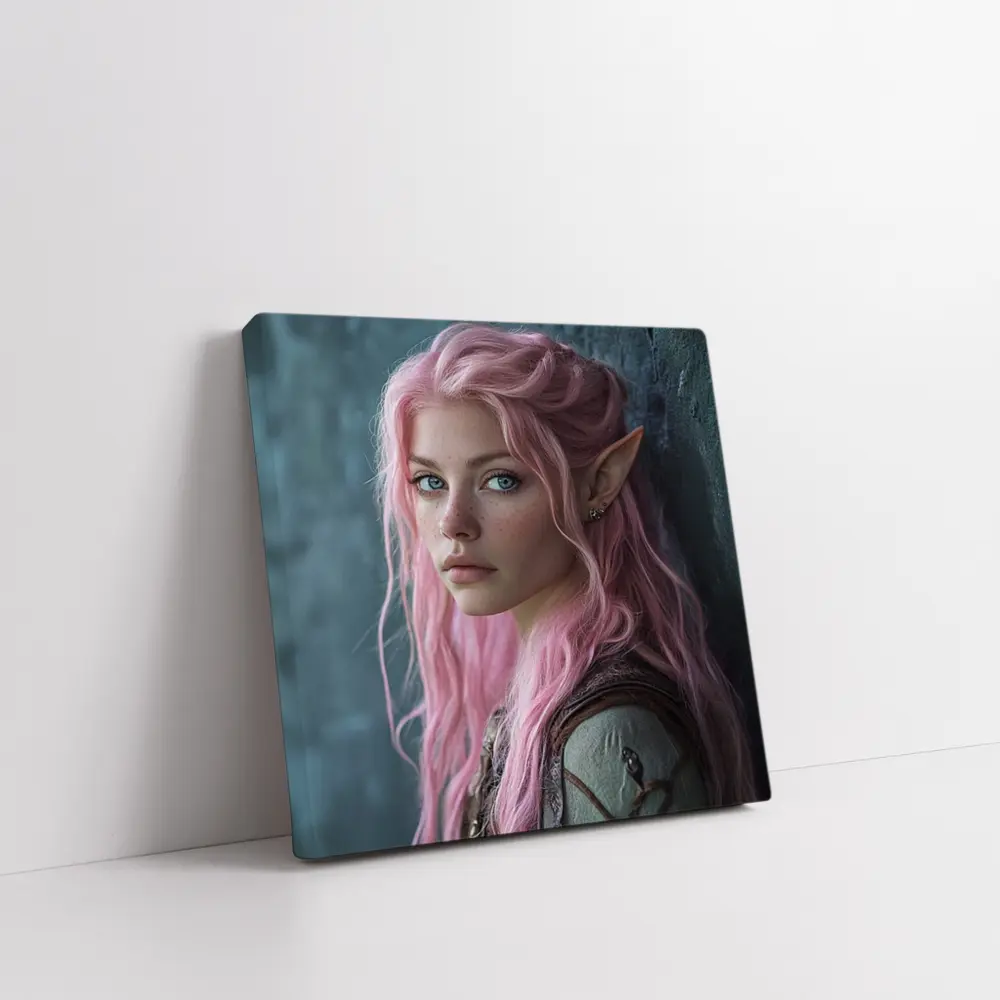 Pink Hair Elf Girl Fantasy Portrait Art – Wall Art
