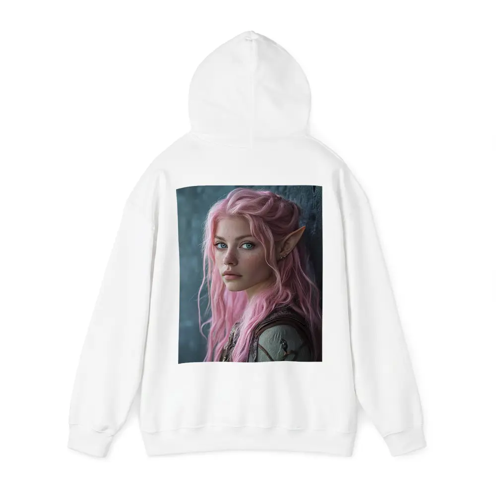 Pink Hair Elf Girl Fantasy Portrait Art – Hoodies