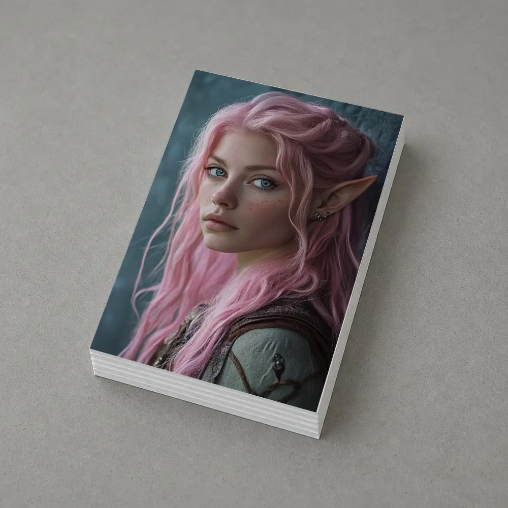 Pink Hair Elf Girl Fantasy Portrait Art – Postcards