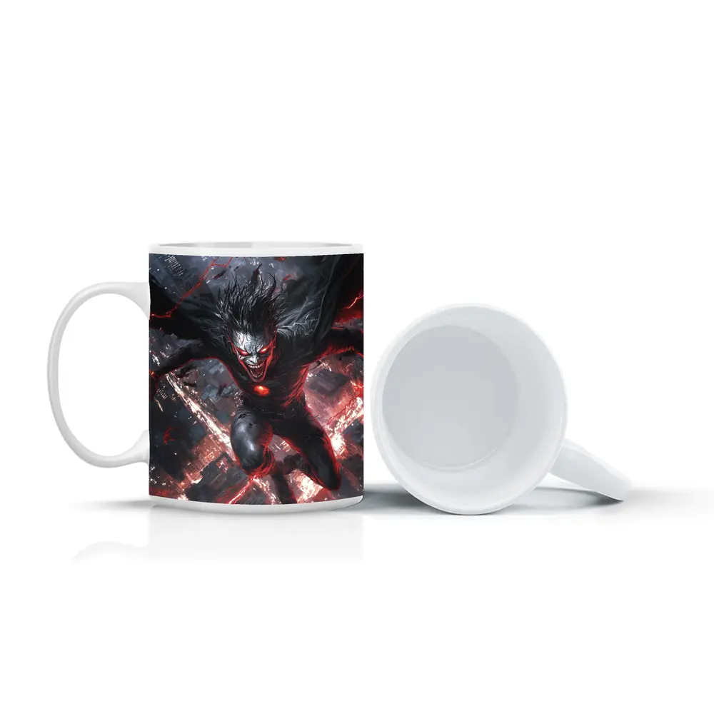 Dark Villain Red Lightning Cityscape Night Art – Mugs