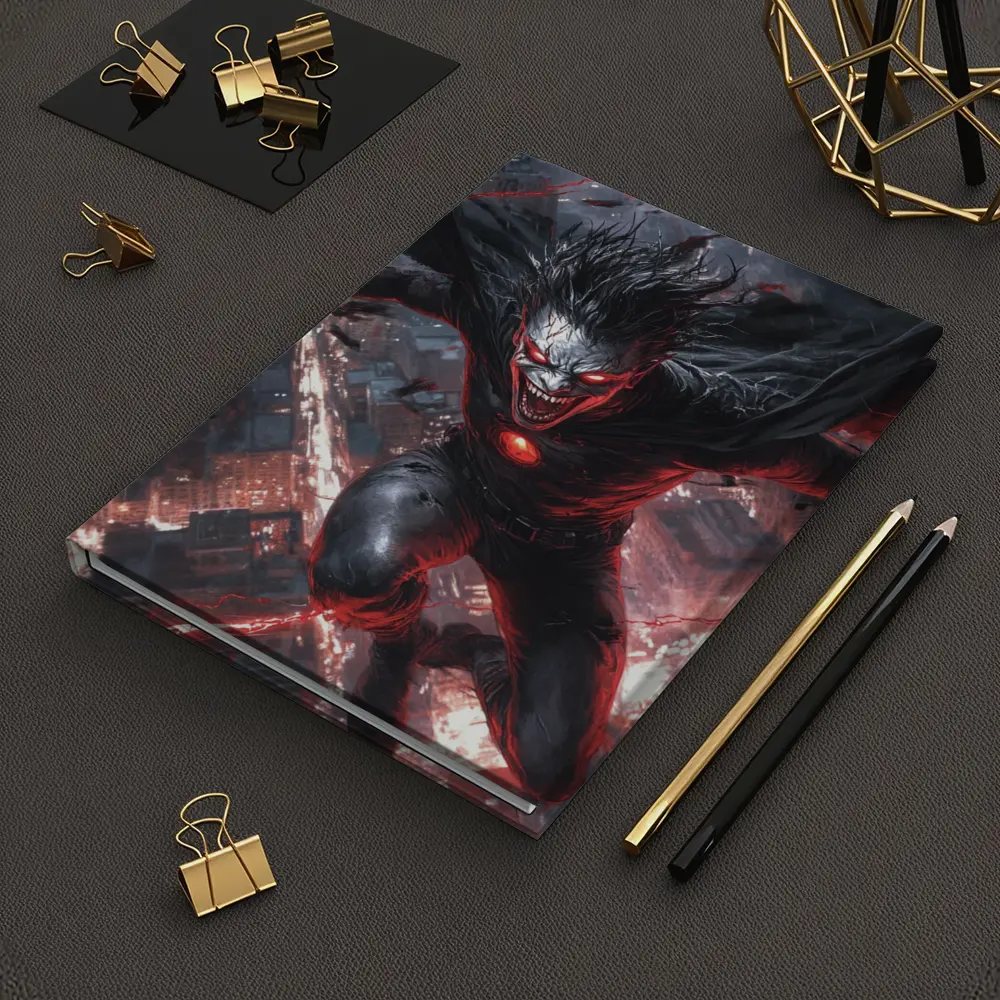 Dark Villain Red Lightning Cityscape Night Art – Notebooks