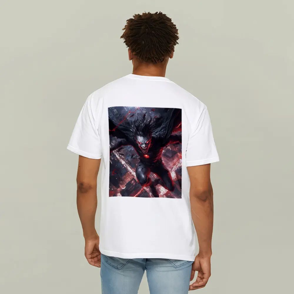 Dark Villain Red Lightning Cityscape Night Art – T-Shirts