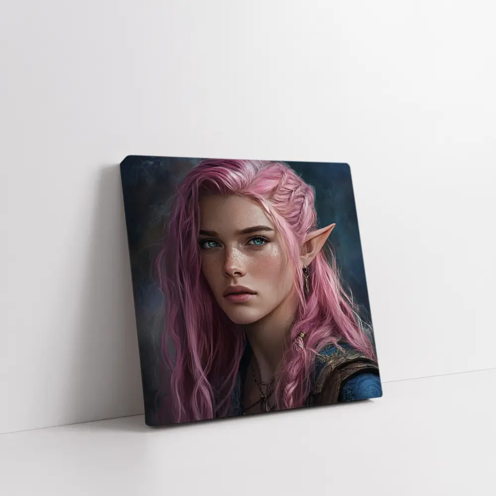 Pink Hair Elf Girl Fantasy Portrait Art – Wall Art