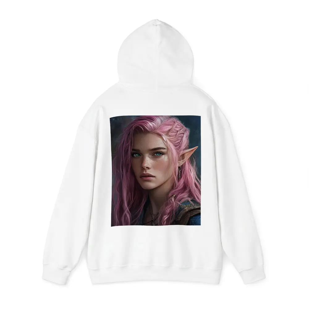 Pink Hair Elf Girl Fantasy Portrait Art – Hoodies