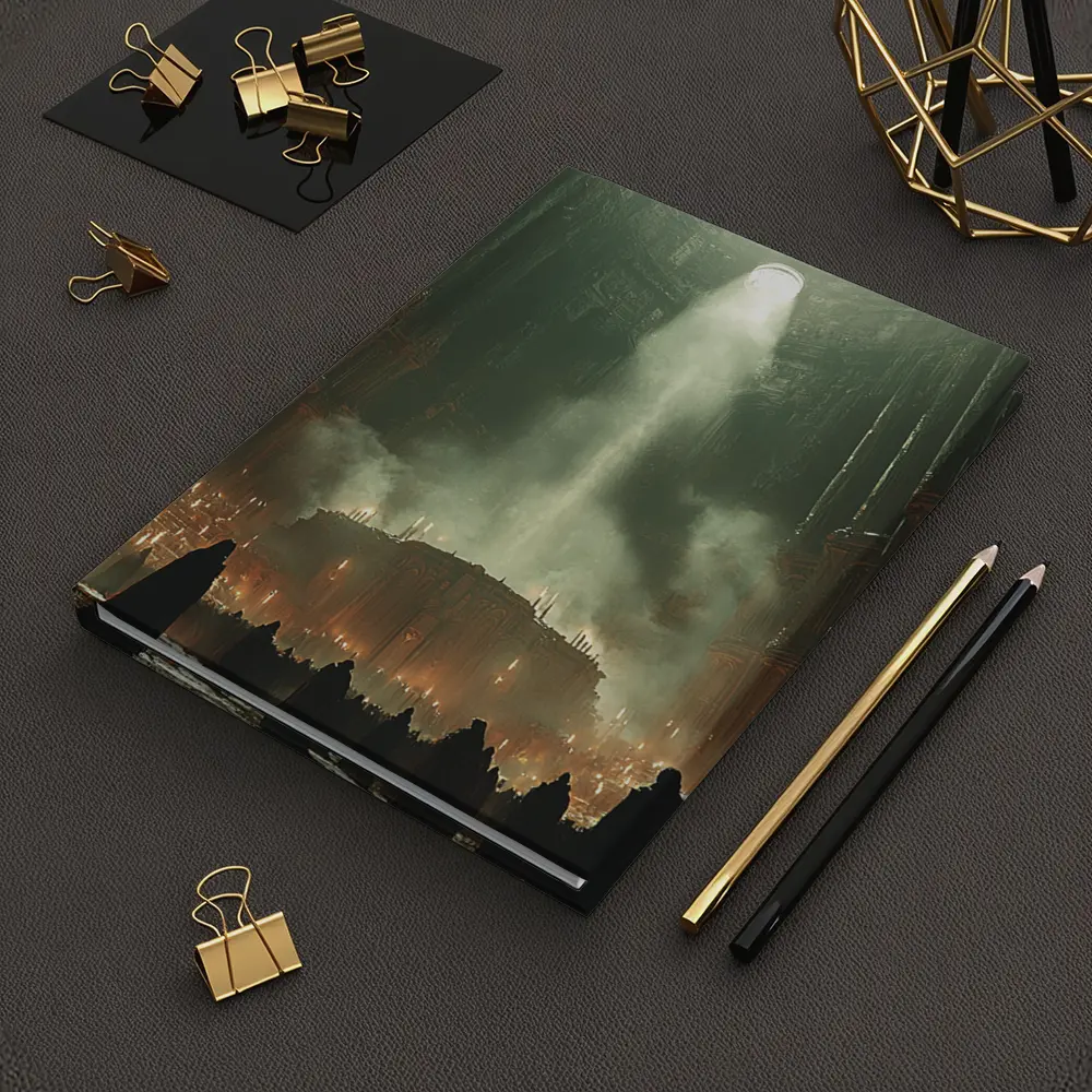 Dark Cathedral Ritual Robed Figures Ancient Hall – Notebooks