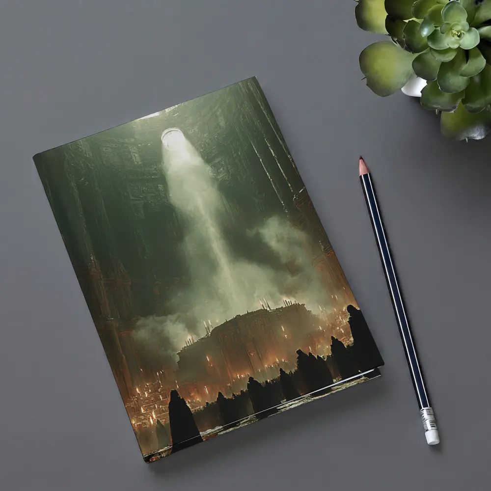 Dark Cathedral Ritual Robed Figures Ancient Hall – Notebooks