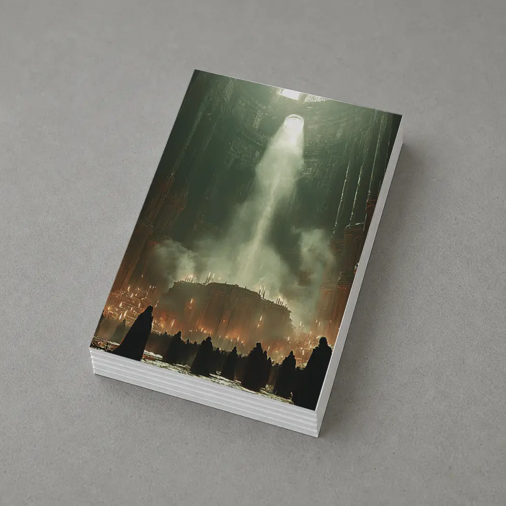 Dark Cathedral Ritual Robed Figures Ancient Hall – Postcards