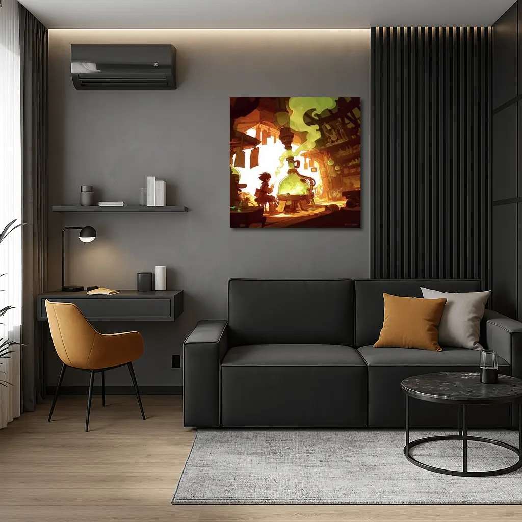 Anime Boy Alchemist Lab Fantasy Scene – Wall Art