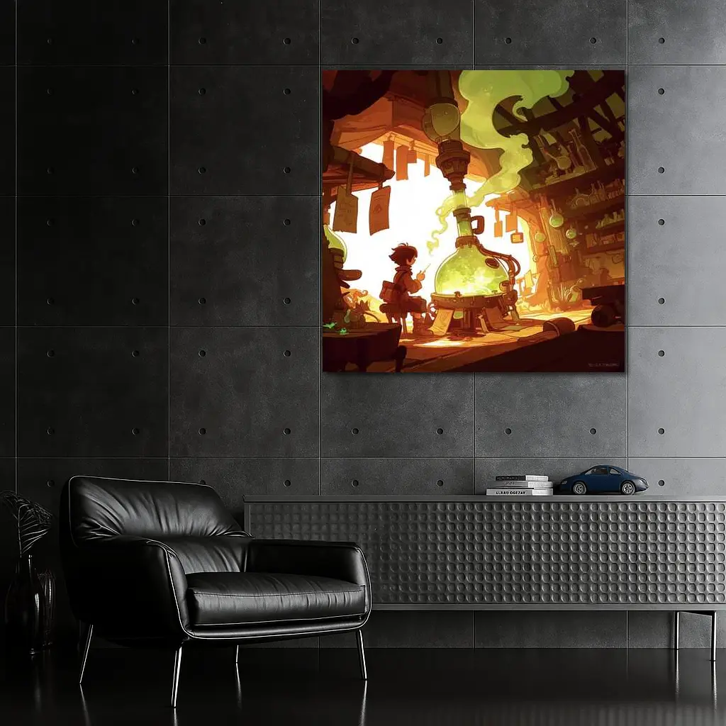Anime Boy Alchemist Lab Fantasy Scene – Wall Art