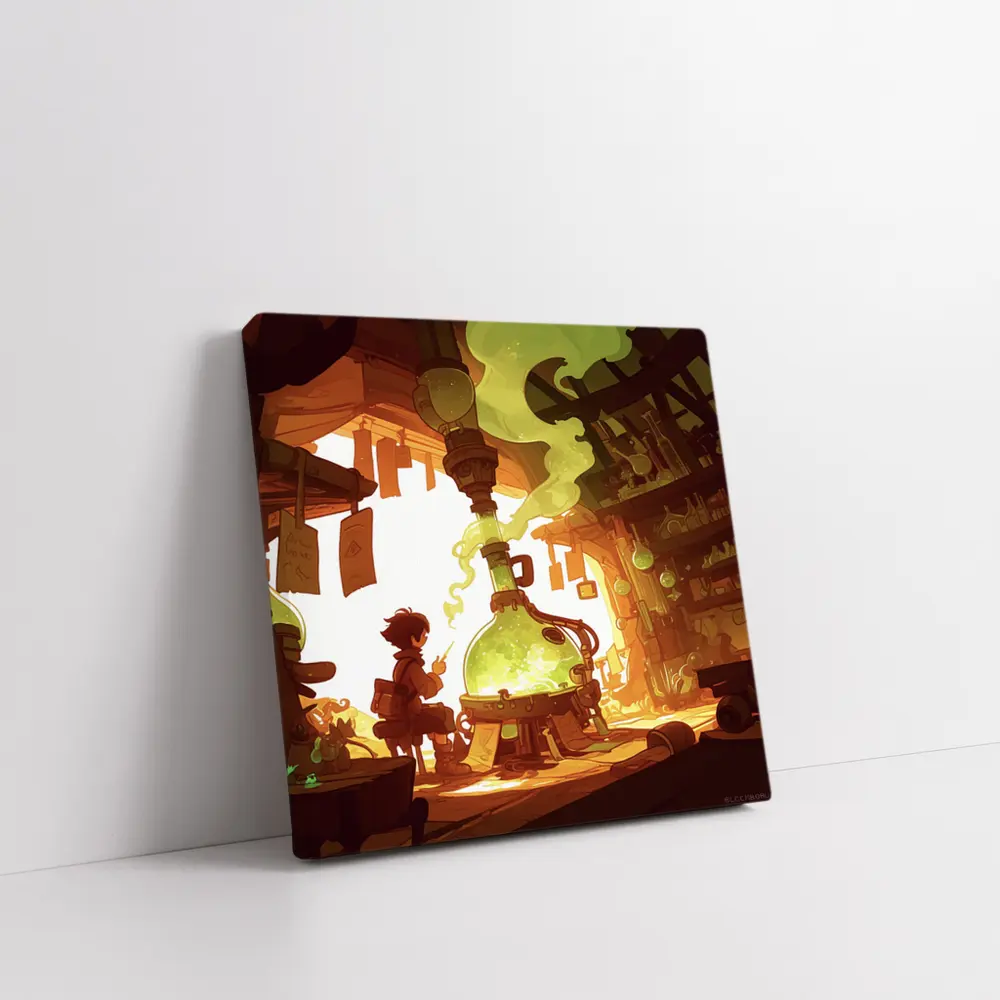 Anime Boy Alchemist Lab Fantasy Scene – Wall Art