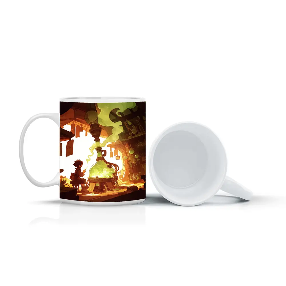 Anime Boy Alchemist Lab Fantasy Scene – Mugs