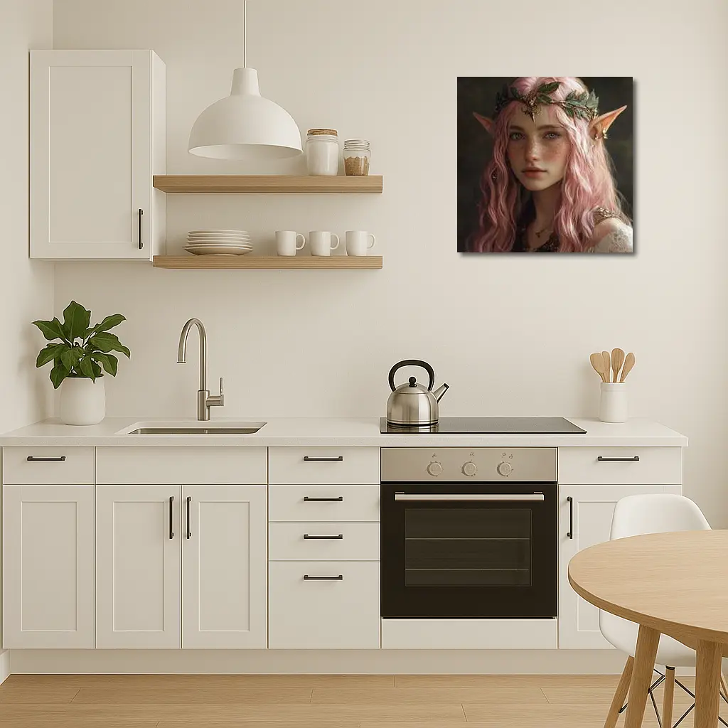Pink Hair Elf Girl Fantasy Portrait Art – Wall Art