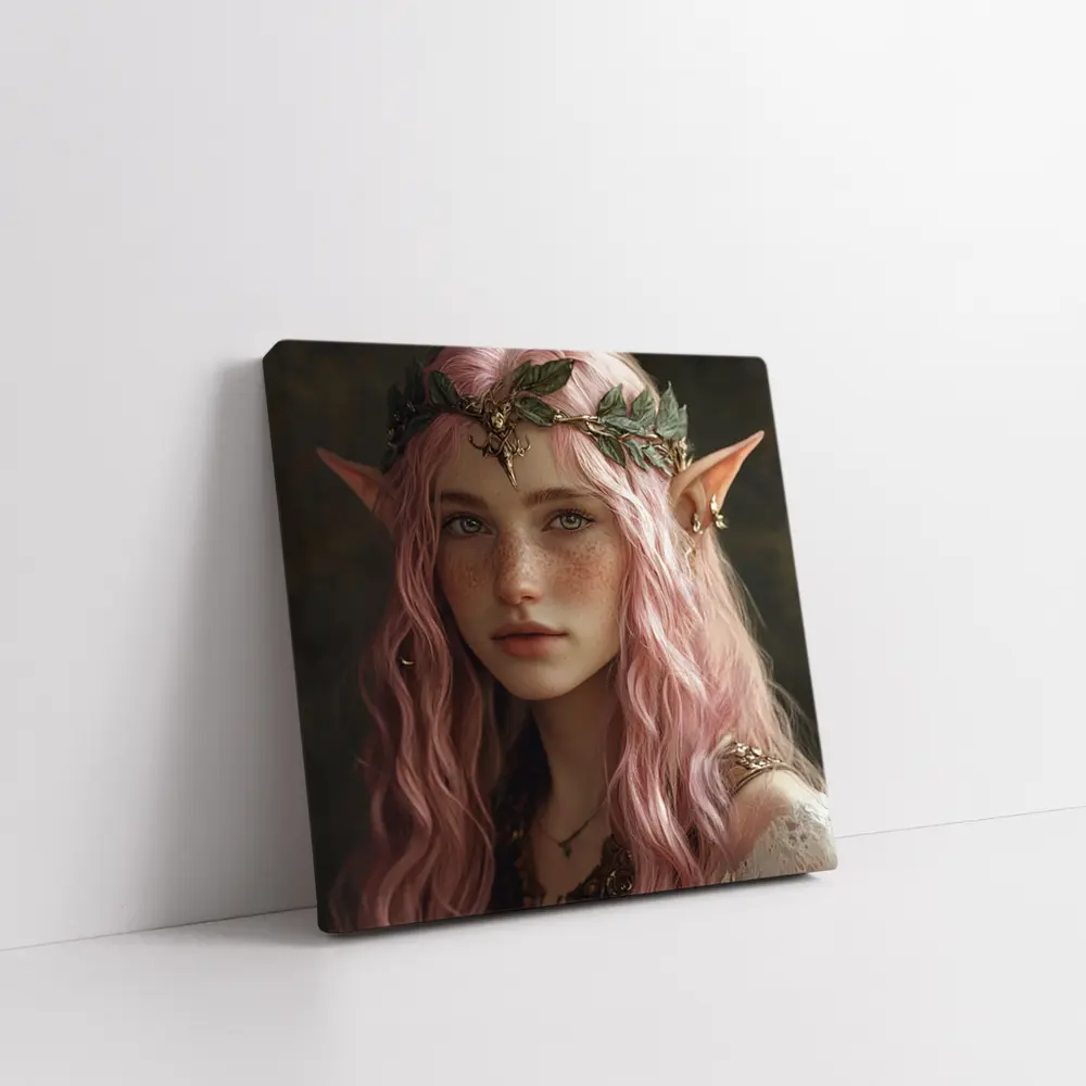 Pink Hair Elf Girl Fantasy Portrait Art – Wall Art