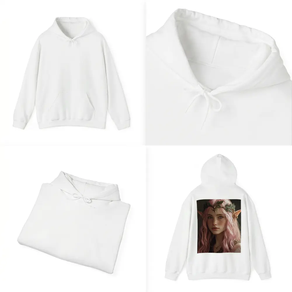 Pink Hair Elf Girl Fantasy Portrait Art – Hoodies