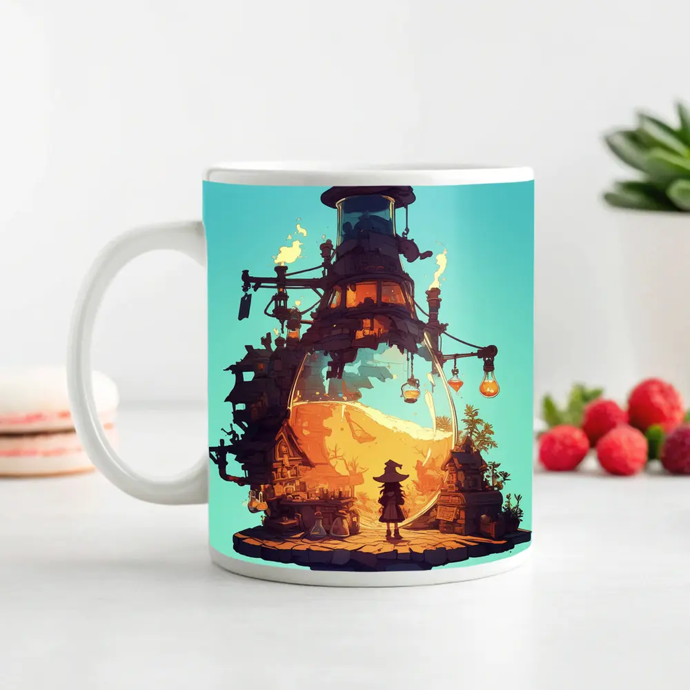 Witch Alchemist Tower Fantasy Steampunk Art – Mugs