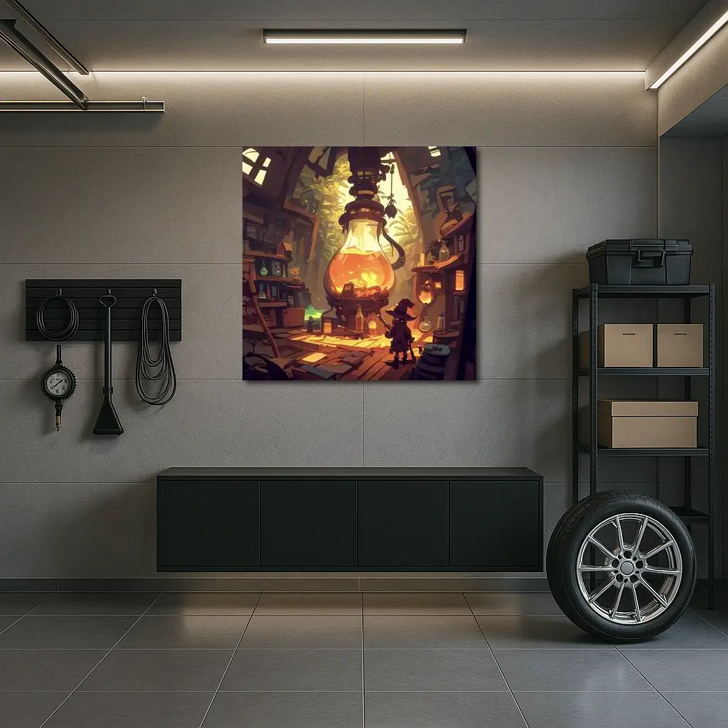 Witch Alchemist Lab Fantasy Cartoon Art – Wall Art