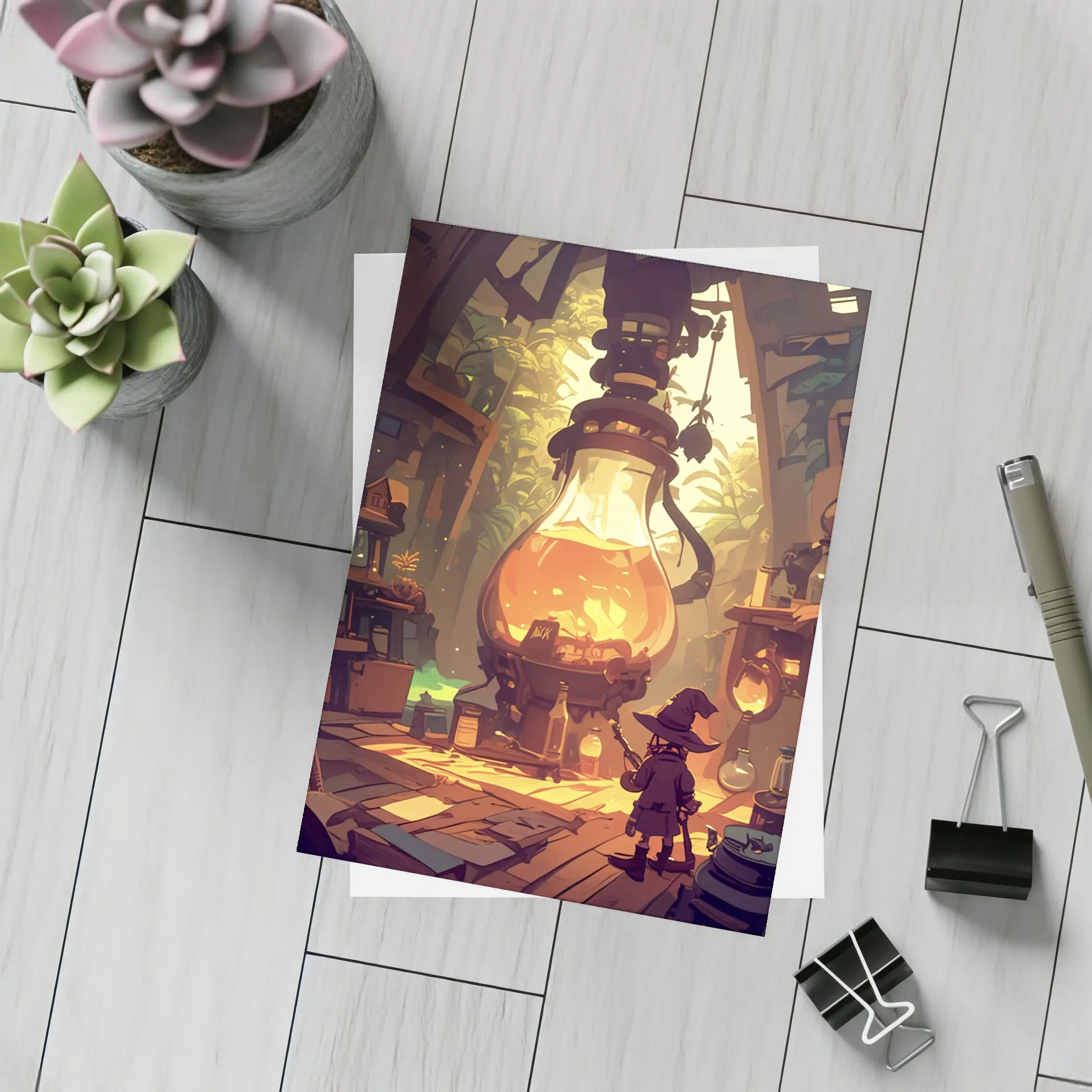 Witch Alchemist Lab Fantasy Cartoon Art – Postcards