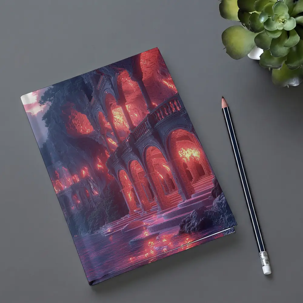 Fantasy Glowing Palace Carved Into Cliffside – Notebooks