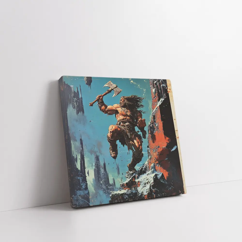 Barbarian Warrior Axe Ruined Fantasy City – Wall Art