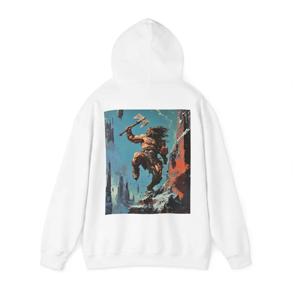 Barbarian Warrior Axe Ruined Fantasy City – Hoodies