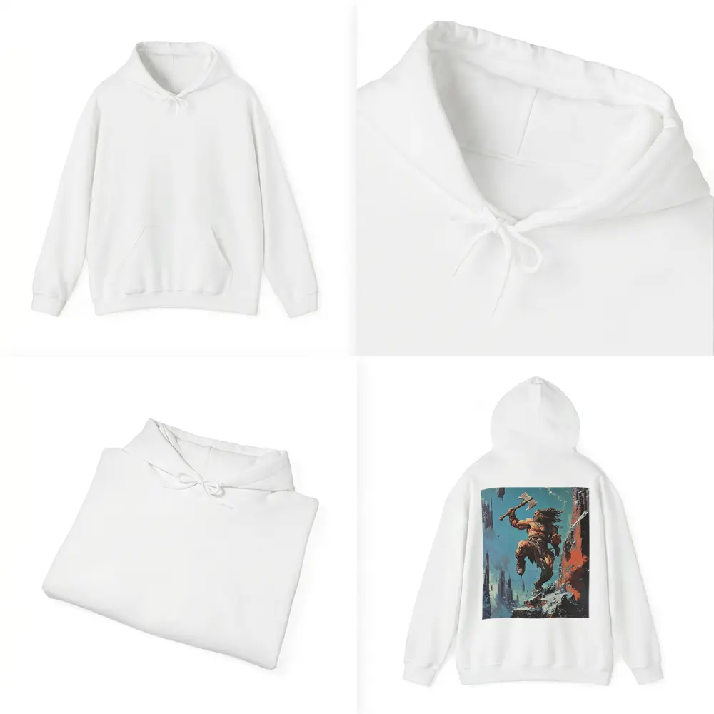 Barbarian Warrior Axe Ruined Fantasy City – Hoodies