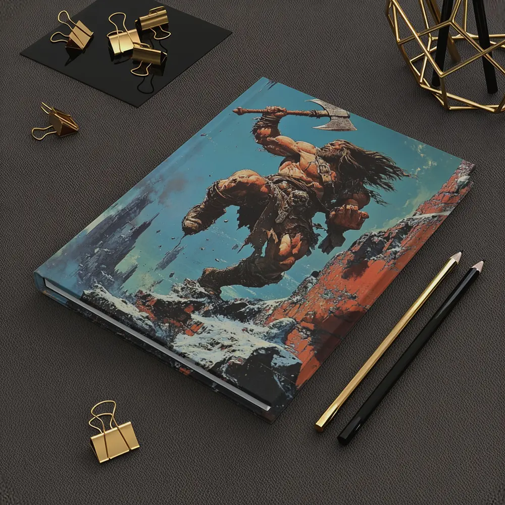 Barbarian Warrior Axe Ruined Fantasy City – Notebooks