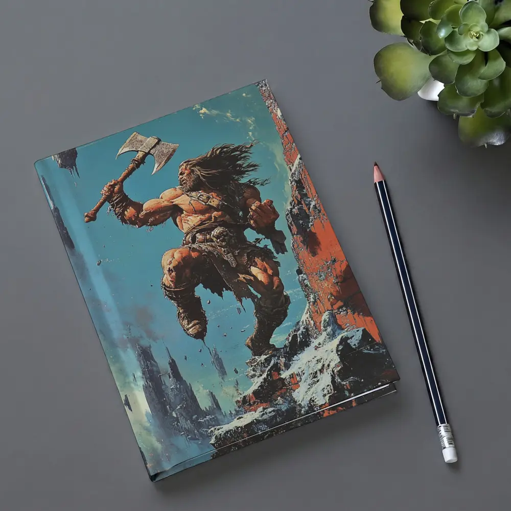 Barbarian Warrior Axe Ruined Fantasy City – Notebooks