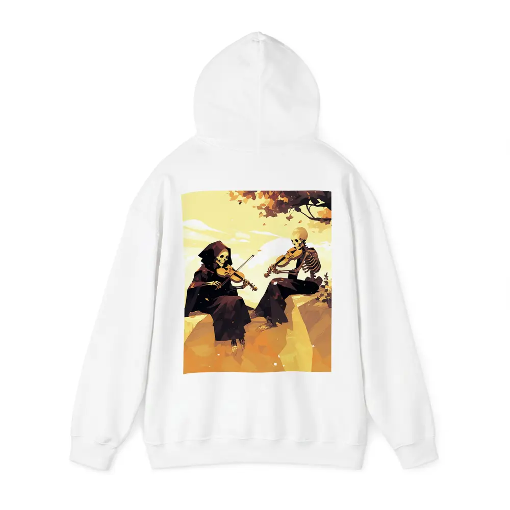 Skeletons Playing Violin Autumn Golden Landscape – Hoodies
