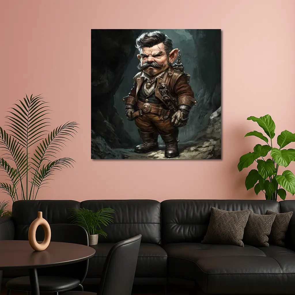 Grumpy Gnome Warrior Steampunk Cave Art – Wall Art