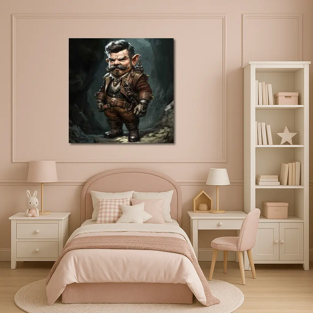 Grumpy Gnome Warrior Steampunk Cave Art – Wall Art