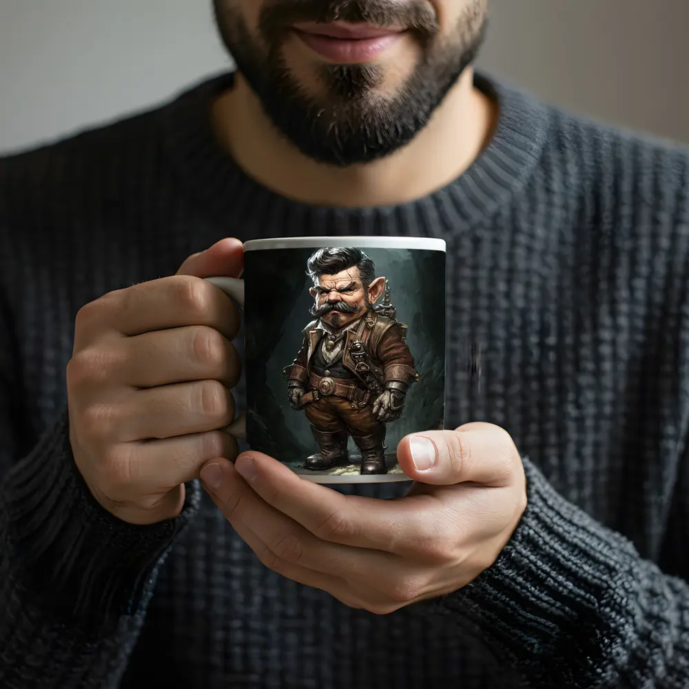 Grumpy Gnome Warrior Steampunk Cave Art – Mugs