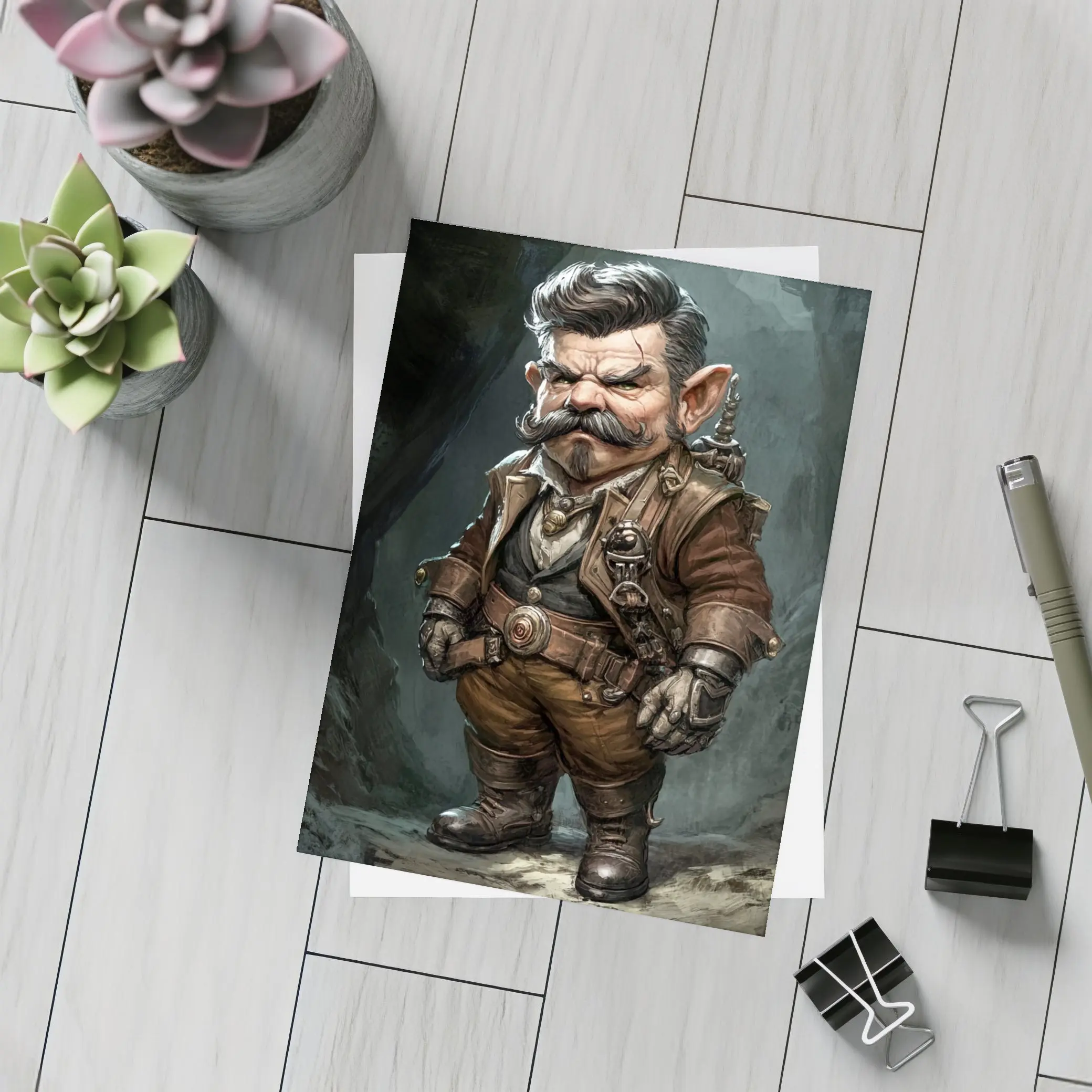 Grumpy Gnome Warrior Steampunk Cave Art – Postcards