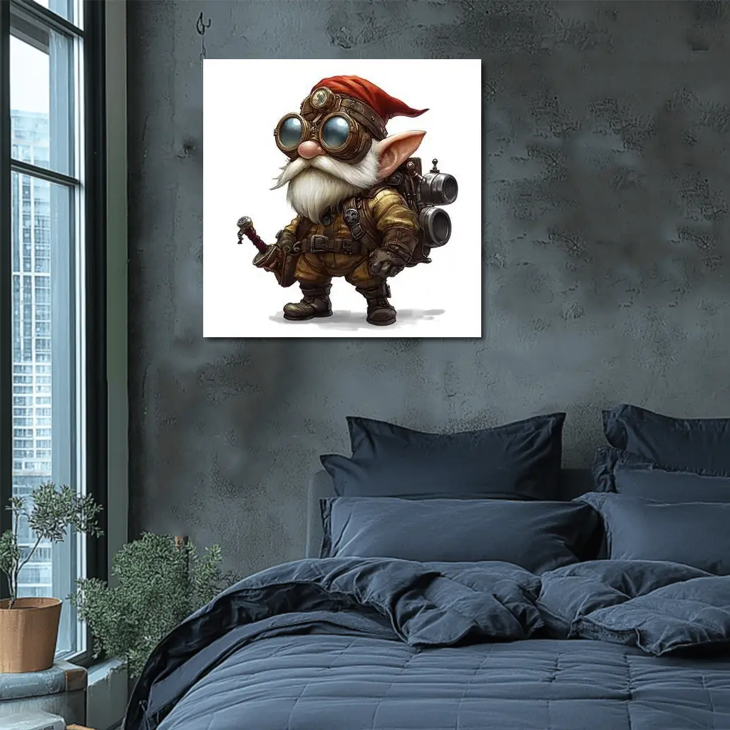 Steampunk Gnome Inventor Fantasy Character Art – Wall Art