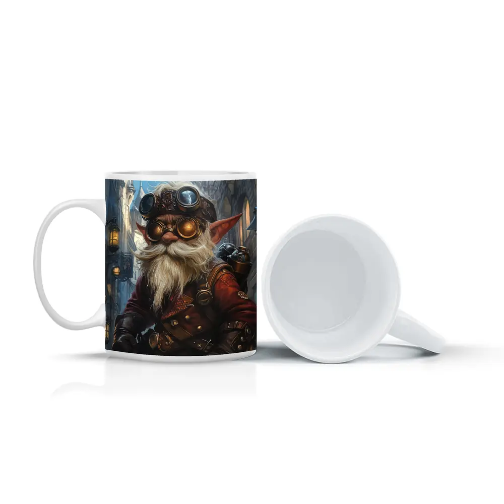 Steampunk Gnome In Dark Fantasy City – Mugs