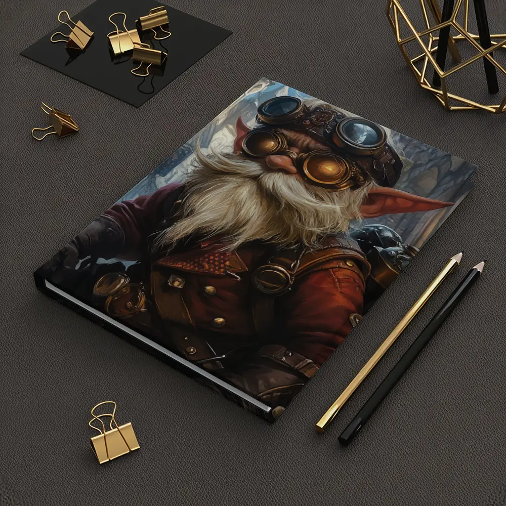 Steampunk Gnome In Dark Fantasy City – Notebooks