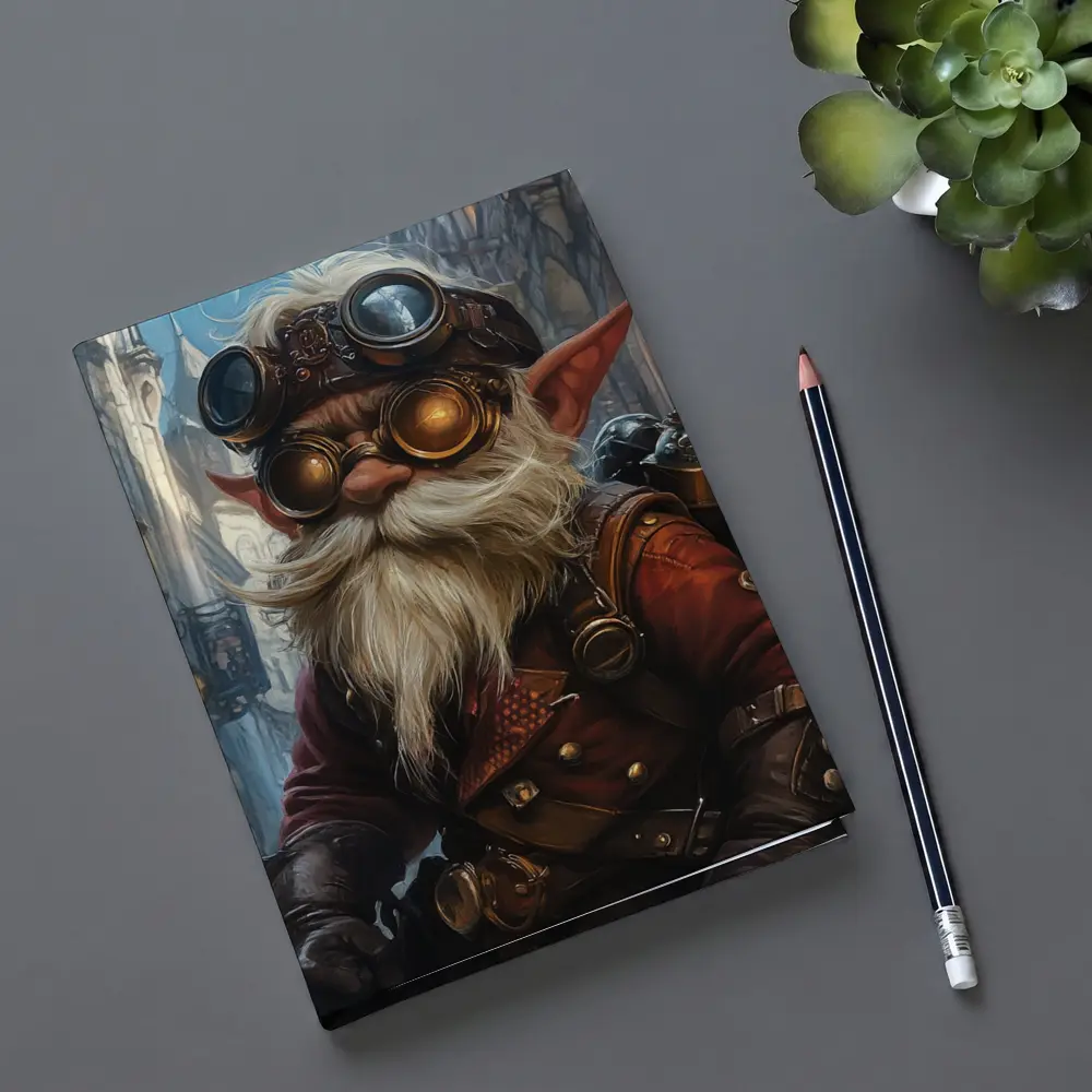 Steampunk Gnome In Dark Fantasy City – Notebooks