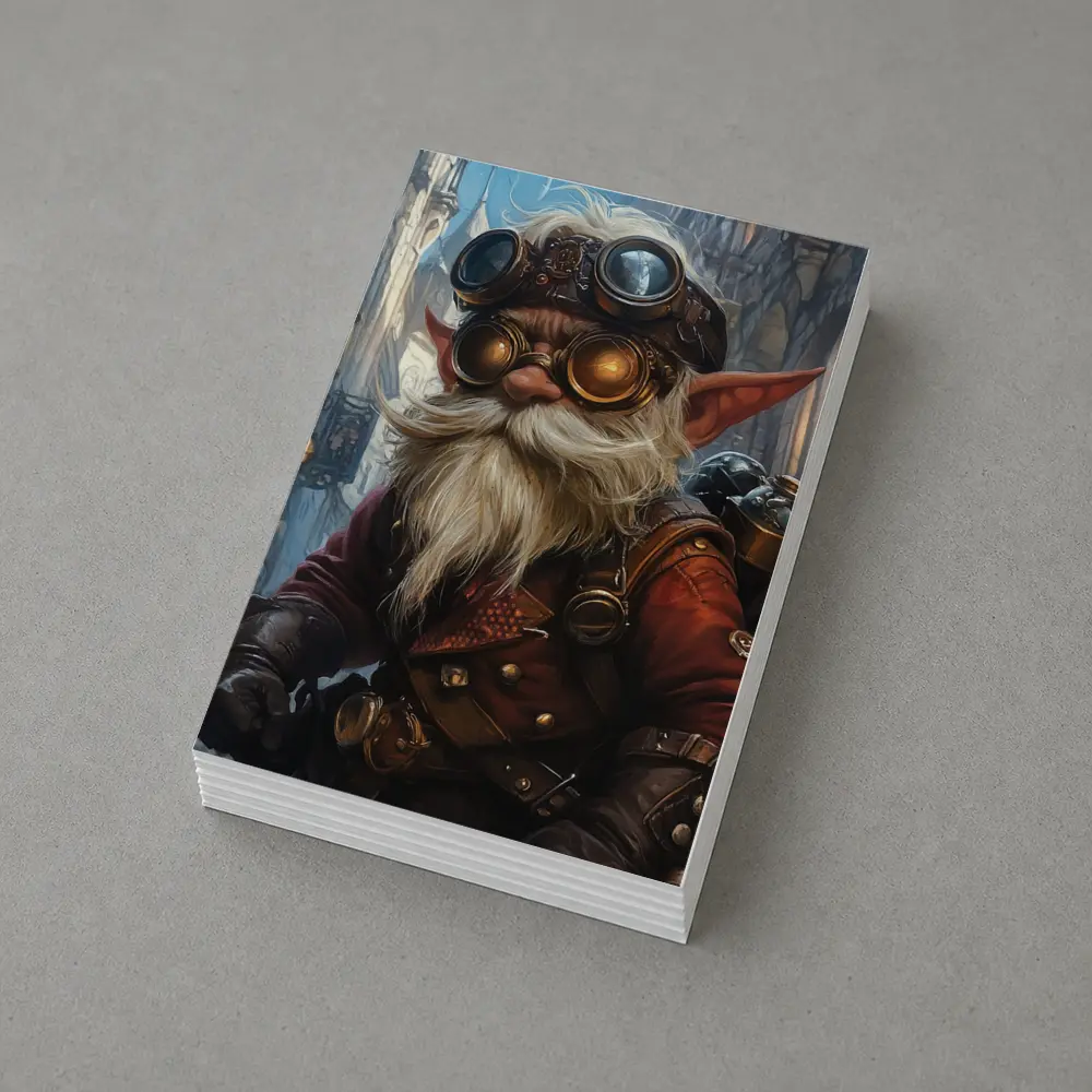 Steampunk Gnome In Dark Fantasy City – Postcards