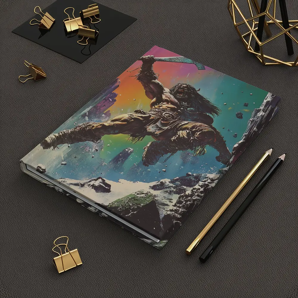 Barbarian Warrior Axe Colorful Fantasy Ruins – Notebooks