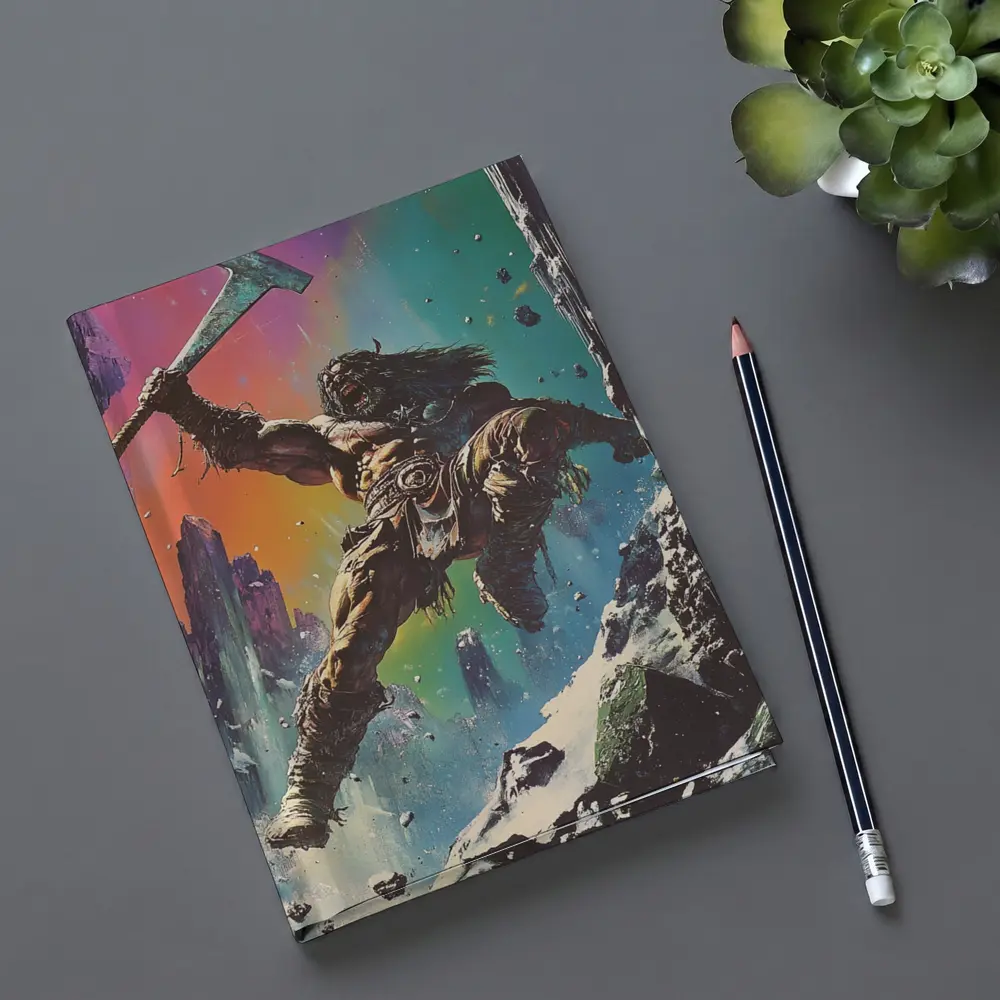 Barbarian Warrior Axe Colorful Fantasy Ruins – Notebooks