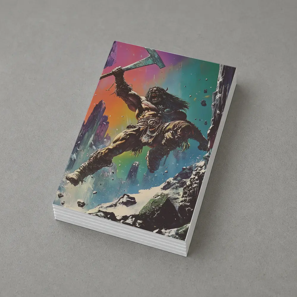 Barbarian Warrior Axe Colorful Fantasy Ruins – Postcards